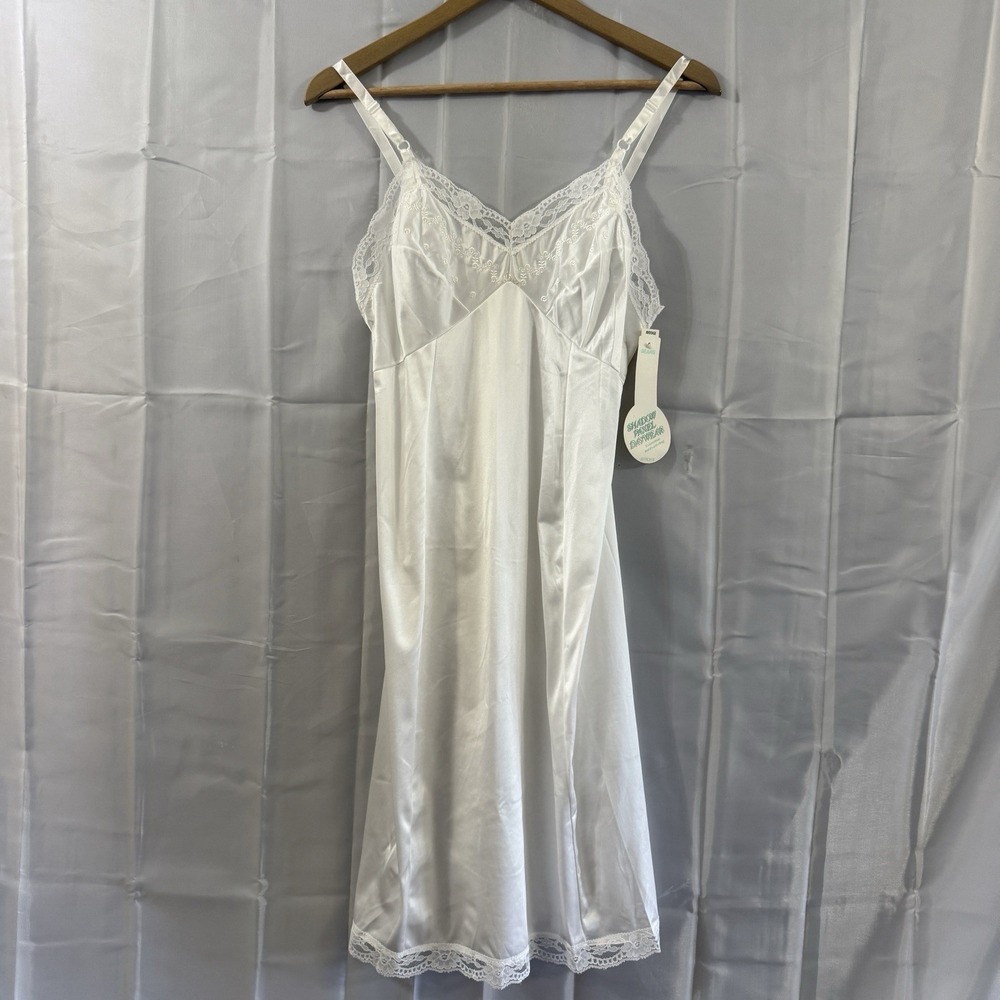 New‎ Tags Vintage Sears White Antron III Nylon Lace Full Slip Dress Size 34 Sexy